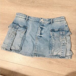 Free People Light Blue Mini Skirt